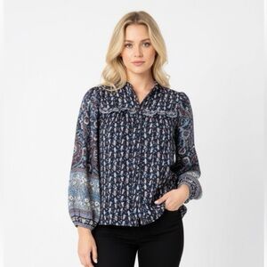 Joie blue floral top; size small